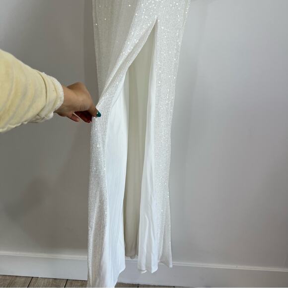 Mac Duggal 26598 V Neck Sequin Wrap Waist Gown - Picture 4 of 9